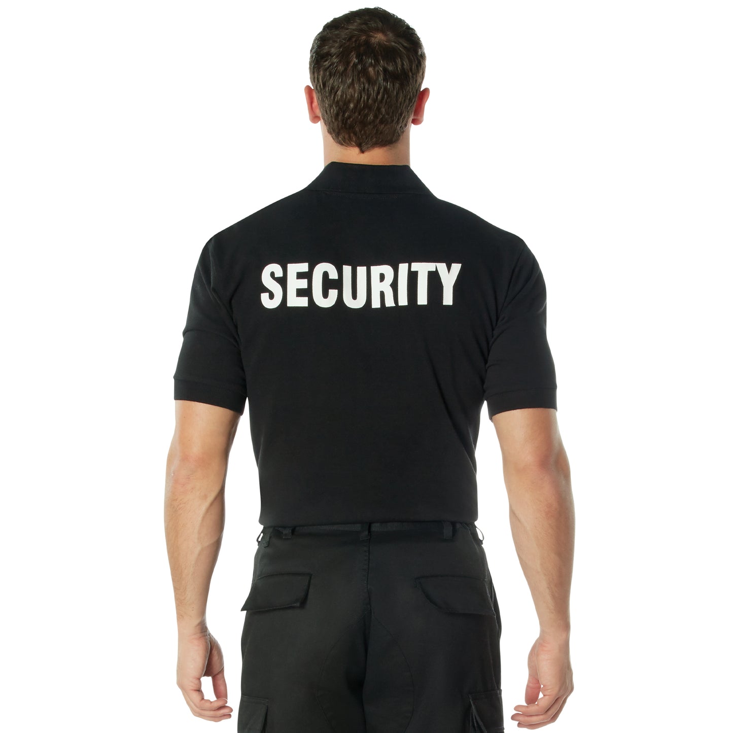 'Security' Polo Shirts - Black or White Security Print Summer Golf Shirt