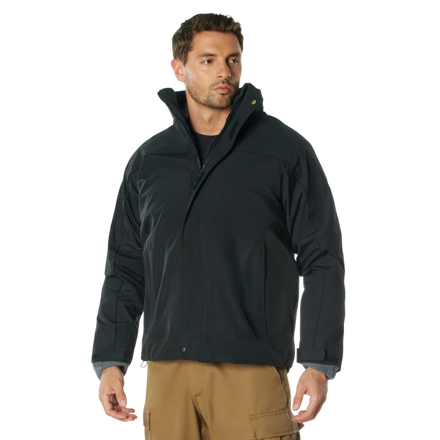 Black All Weather 3-In-1 Waterproof Jacket w/ Detachable Fleece Liner