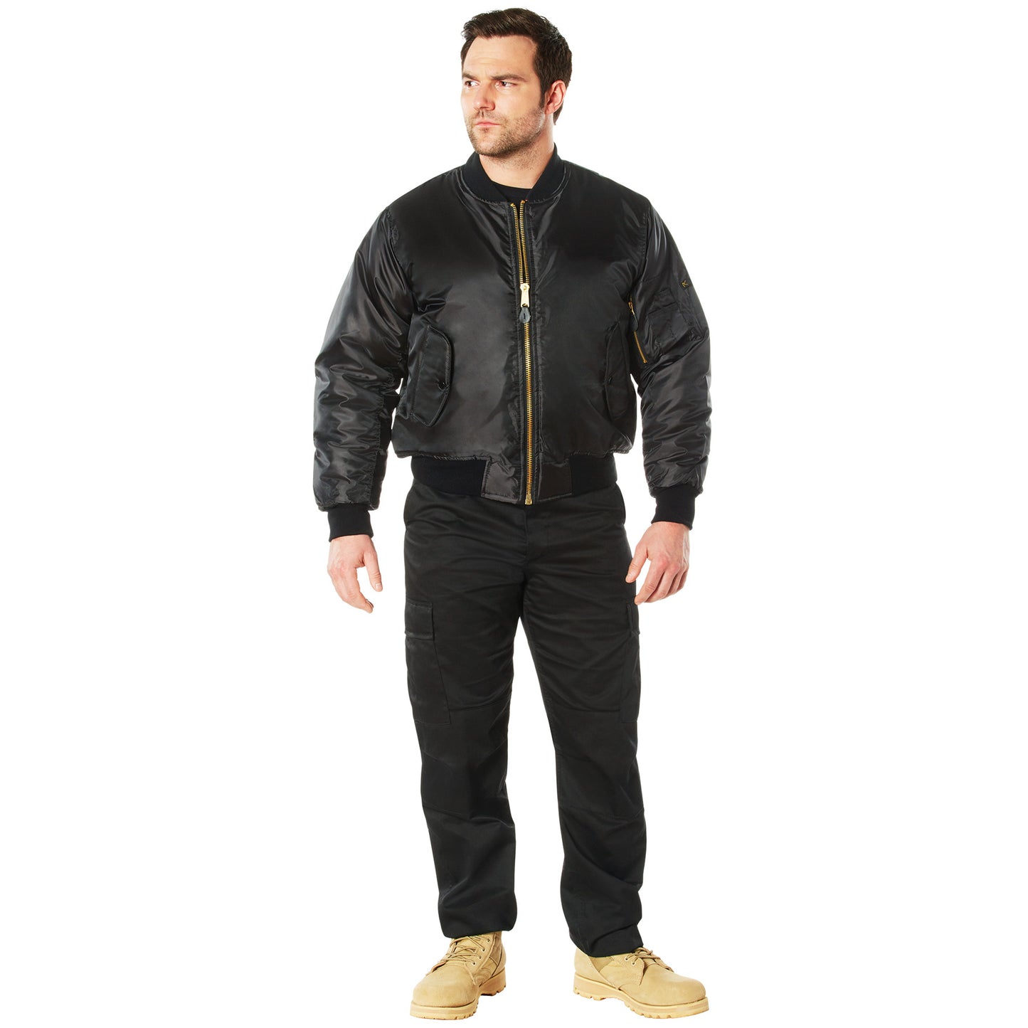 Concealed Carry MA-1 Flight Jacket - Mens Black GI Type CCW Winter Coat