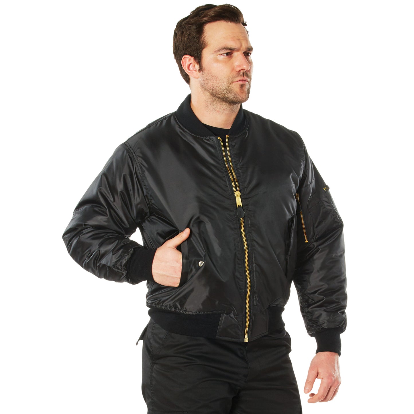 Concealed Carry MA-1 Flight Jacket - Mens Black GI Type CCW Winter Coat