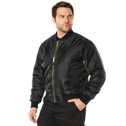 Concealed Carry MA-1 Flight Jacket - Mens Black GI Type CCW Winter Coat