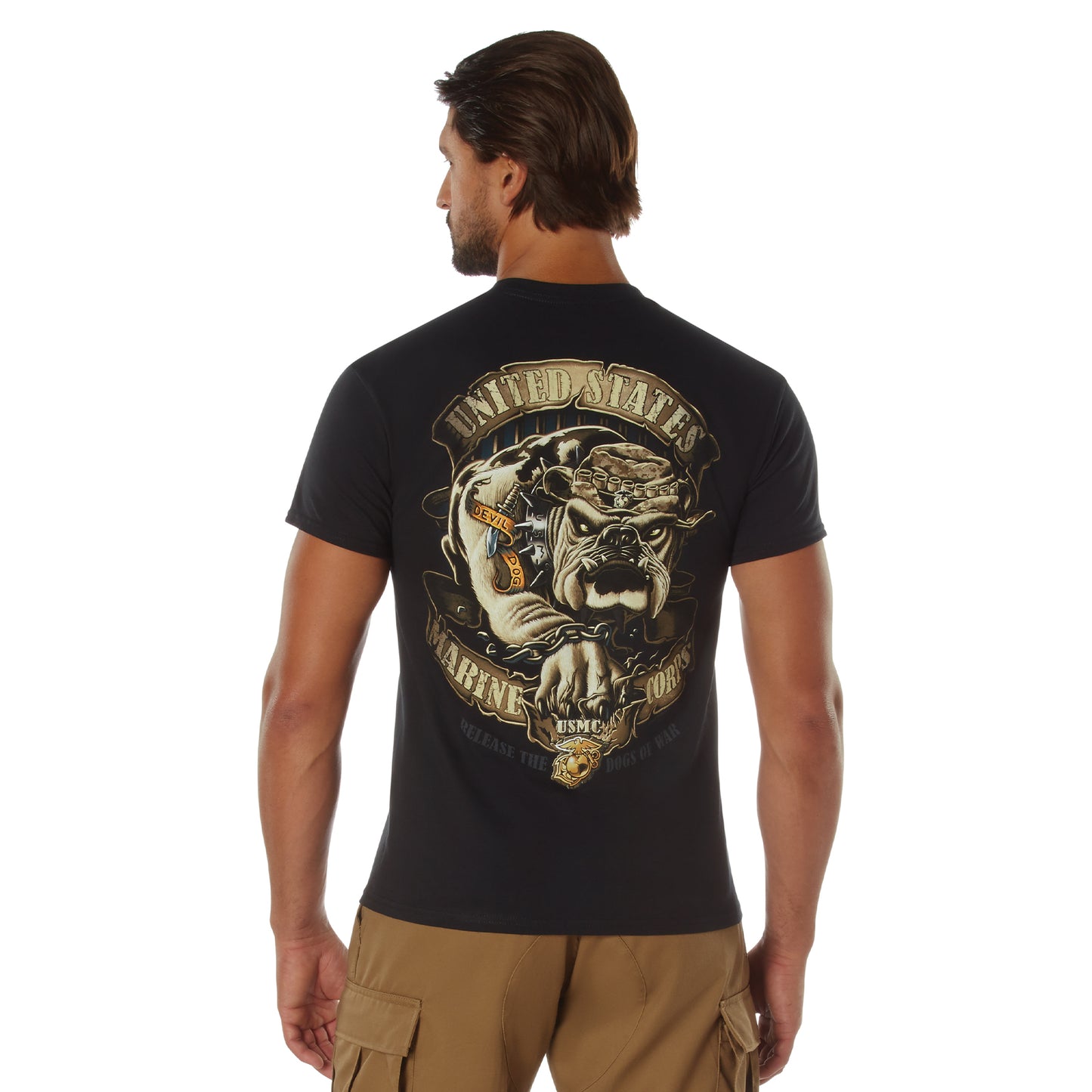 Black Ink Bulldog Black USMC 2-Sided T-Shirt