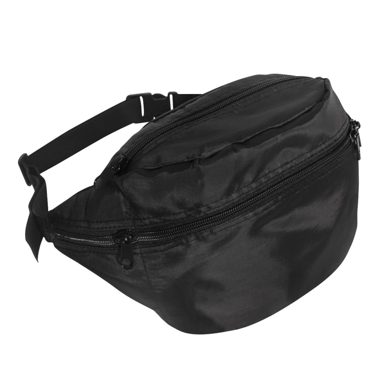 Black Fanny Packs -Tourist Travel Vacation Compact 4 Pocket Waist Hip Fanny Pack