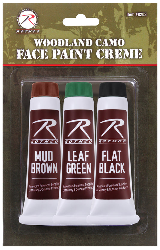 Camouflage Camo Face Paint Creme Tubes  - Leaf Green, Mud Brown, Black