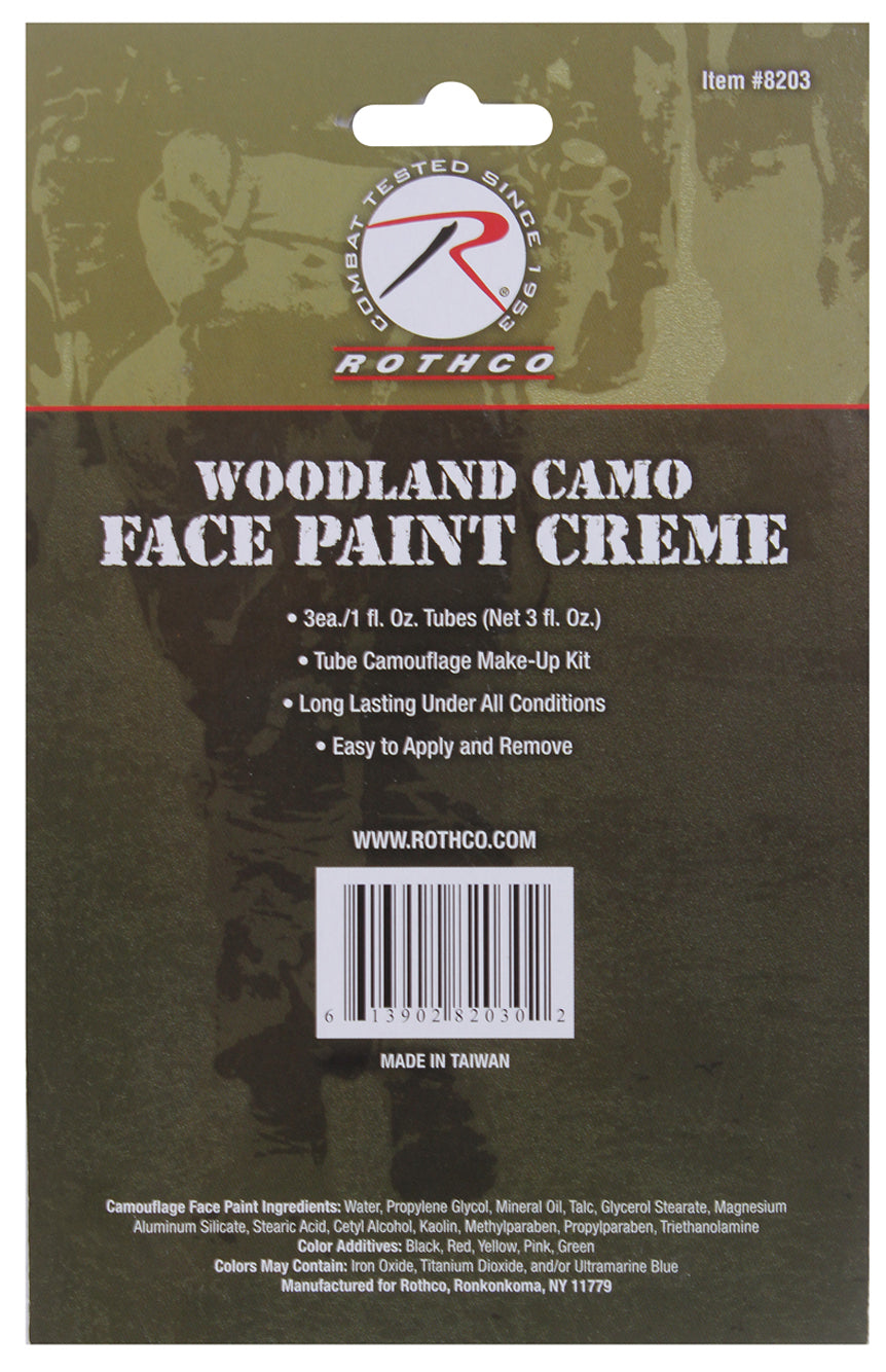 Camouflage Camo Face Paint Creme Tubes  - Leaf Green, Mud Brown, Black