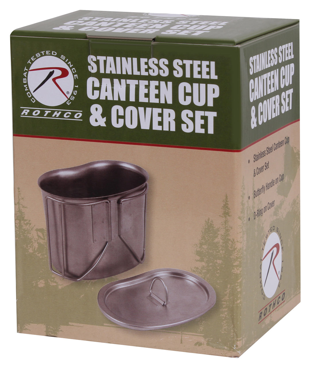 Rothco Stainless Steel Canteen Cup & Cover Set - Camping Hiking Survival