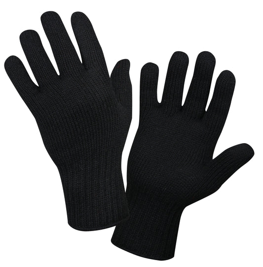 Black Wool Blend Glove Liner - Winter Cold Weather Blank Gloves US Made