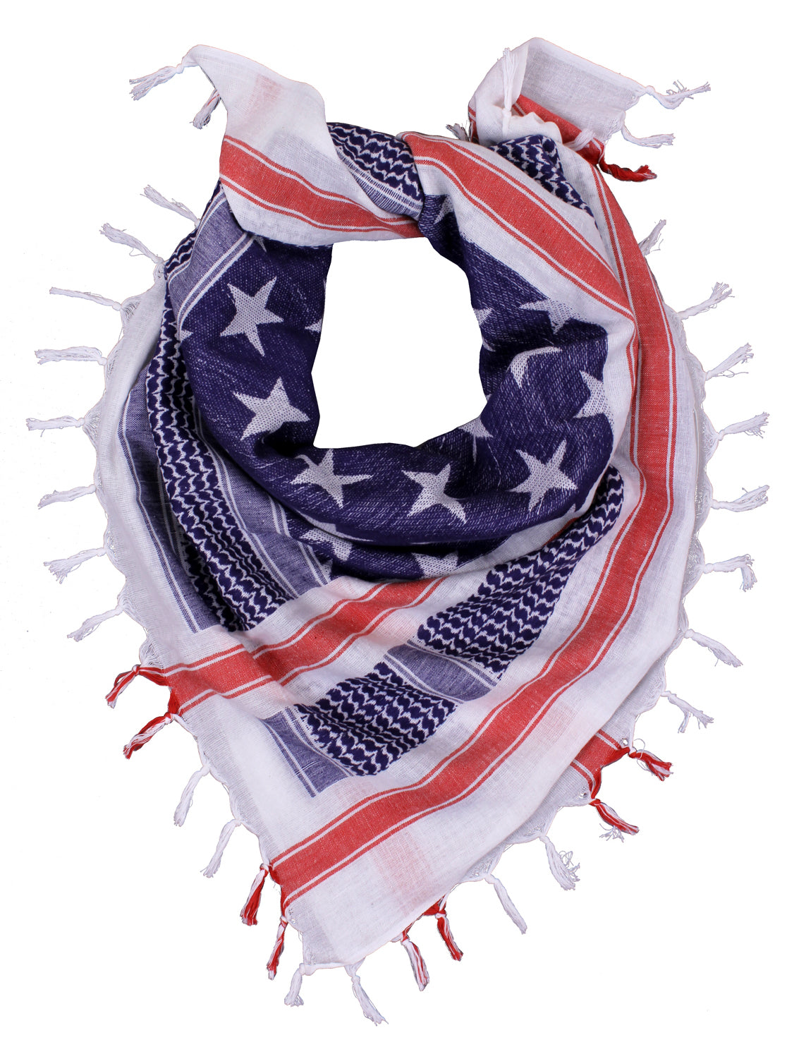 Red White and Blue Stars & Stripes US Flag Shemagh Tactical Desert Scarf