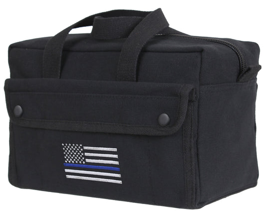 Rothco Heavyweight Black Canvas Tool Bag With Embroidered Thin Blue Line US Flag