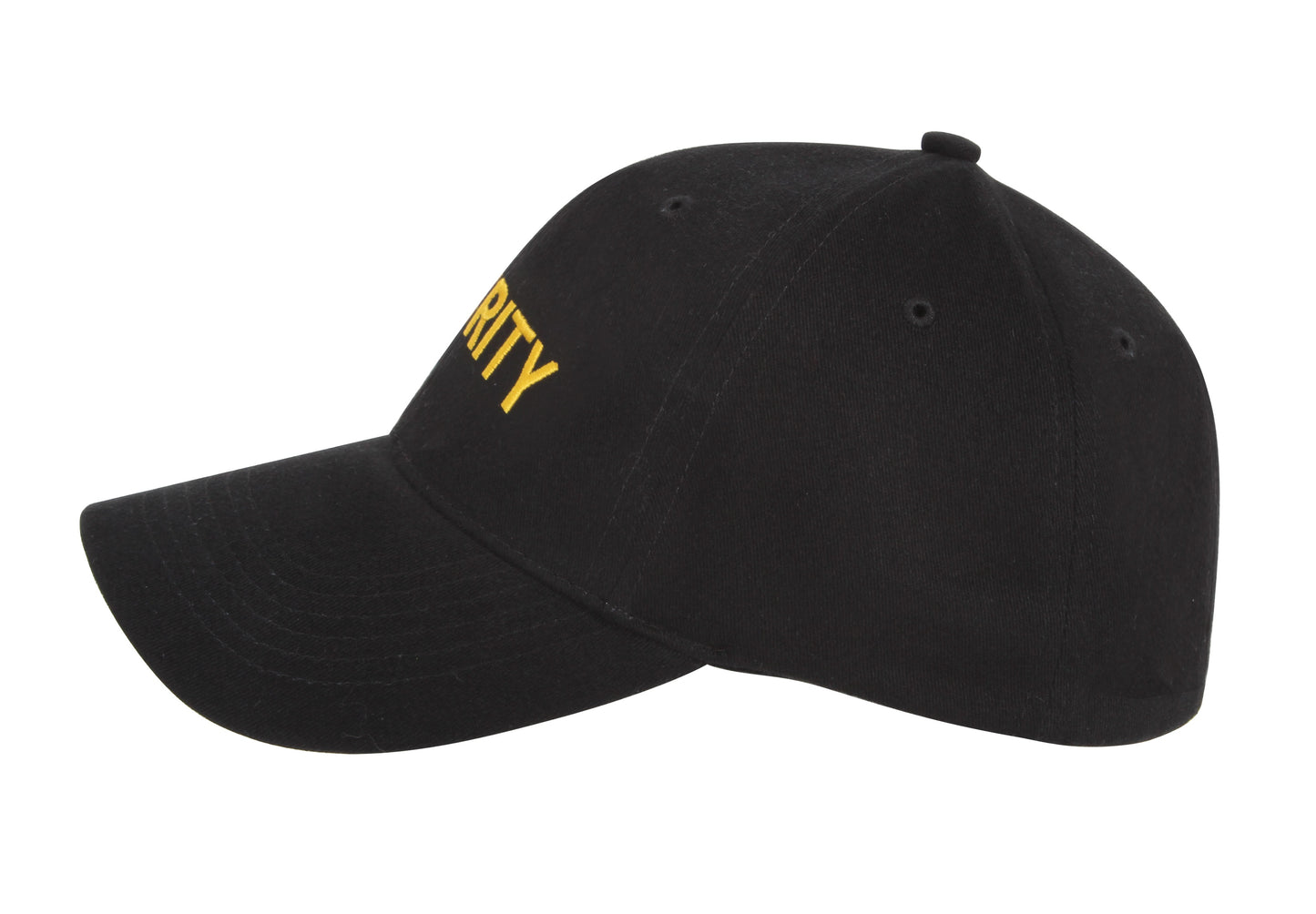 "Security" Cap - Black - With White Or Gold Embroidery Low Profile Baseball Hat