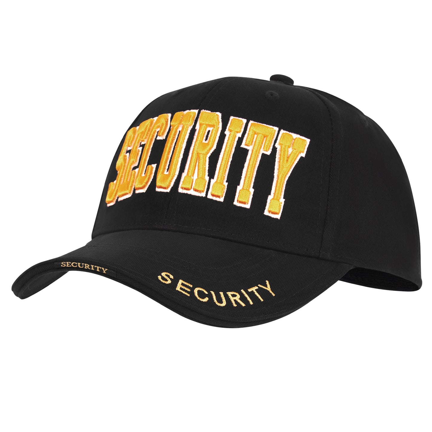 Black Cap With Gold "Security" - Deluxe Low Profile Baseball Hat