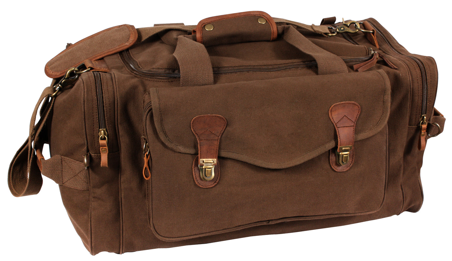 Brown Weekender Bag w/ Leather Accents - Stylish Overnight Travel Bag