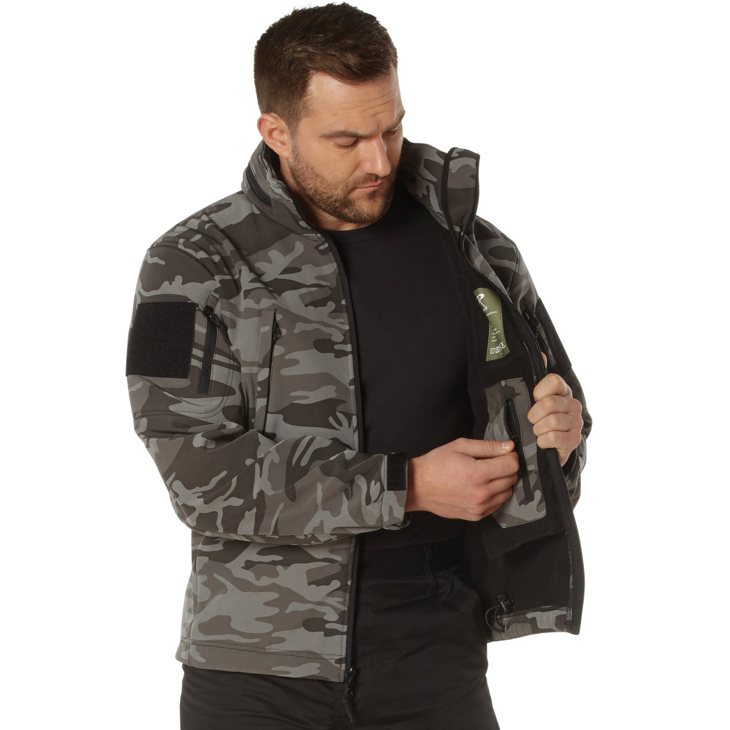 Men's Black Camo Special Ops Tactical Soft Shell Jacket by Rothco