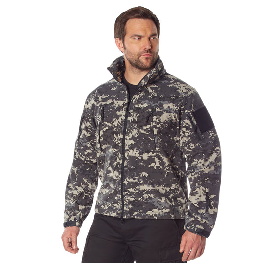 Black & Gray Subdued Urban Digital Special Ops Softshell Tactical Jacket Coat