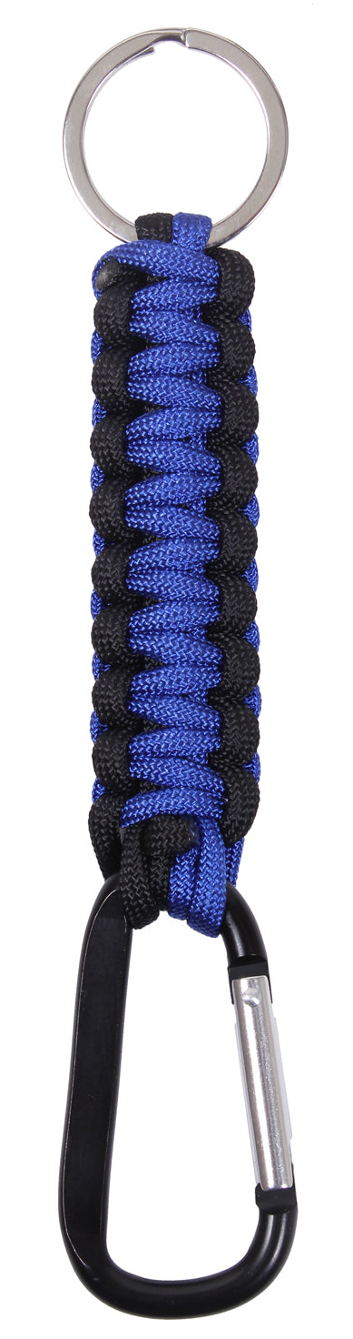 Rothco Thin Blue Line Paracord Keychain With 60 MM Black Carabiner