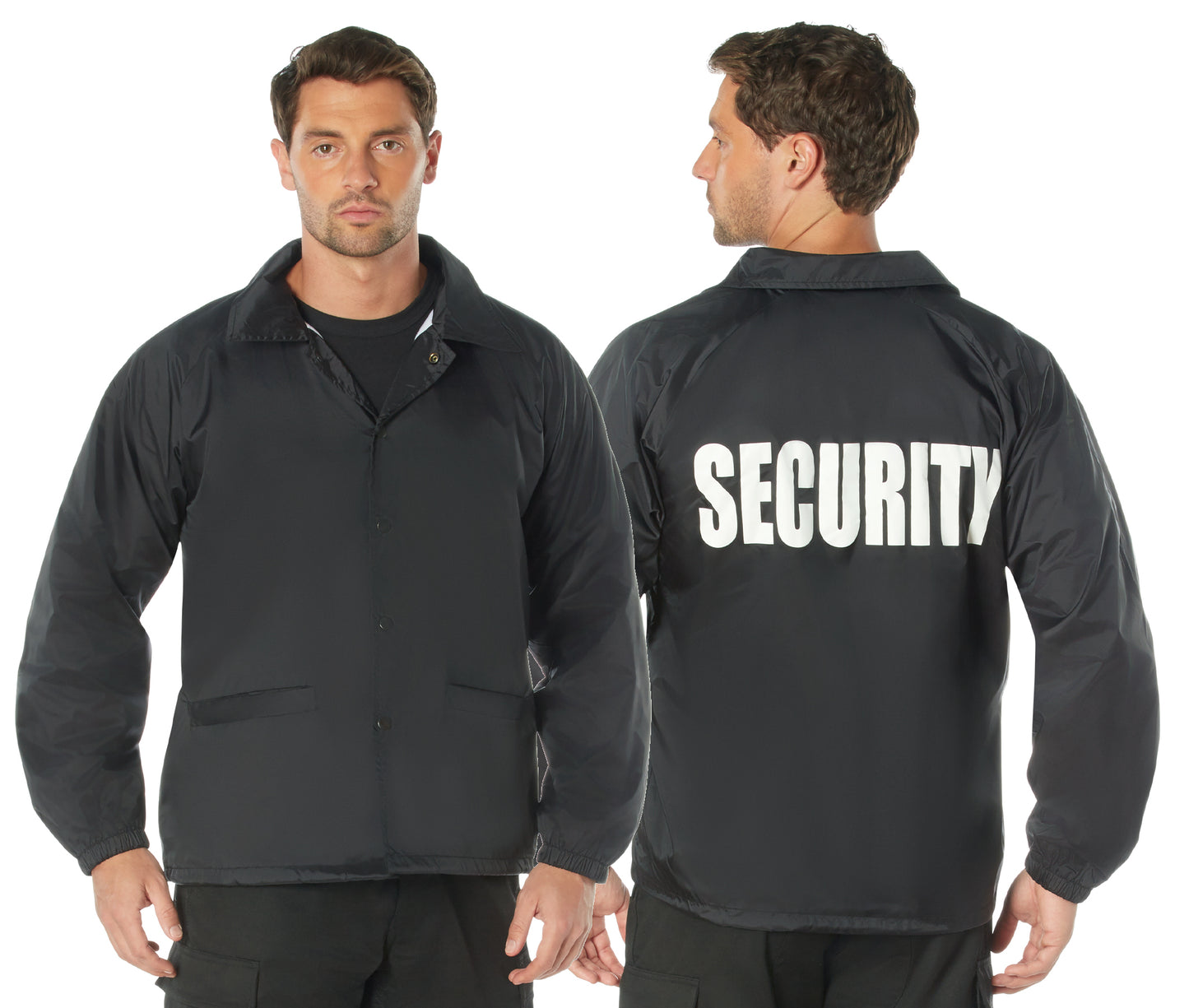 Black Security Coaches Coat - Security Fleece Lined Nylon Jacket