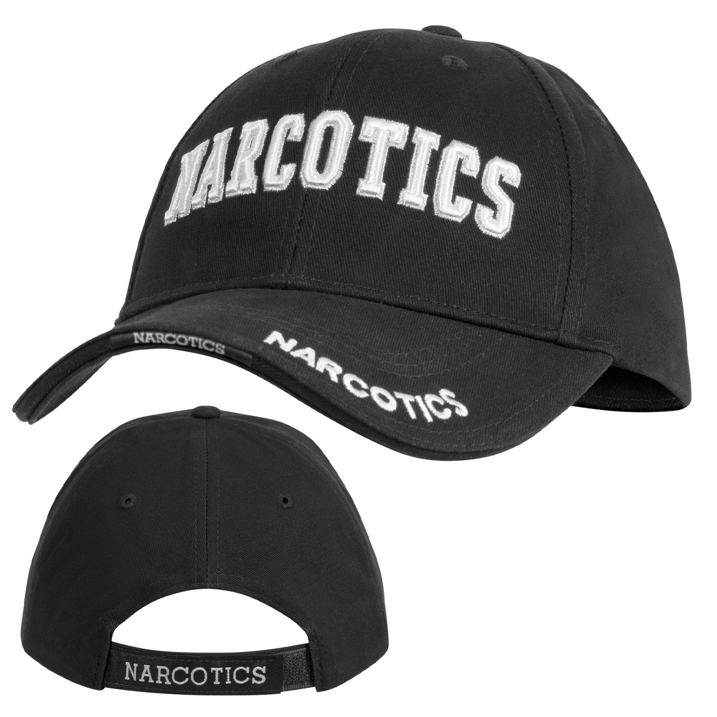 Black "Narcotics" Cap - Deluxe Low Profile Baseball Hat