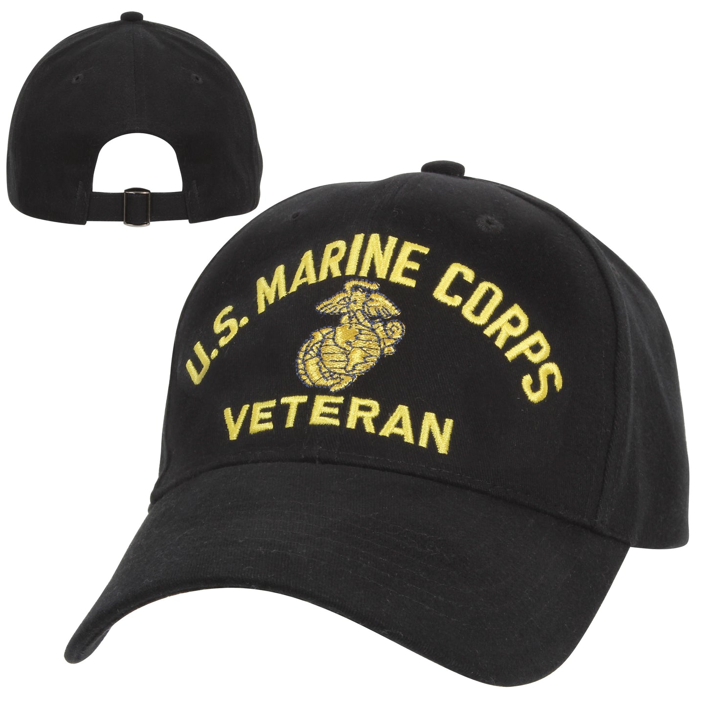 Black U.S. Marine Corps Veteran Cap - Low Profile Baseball Hat