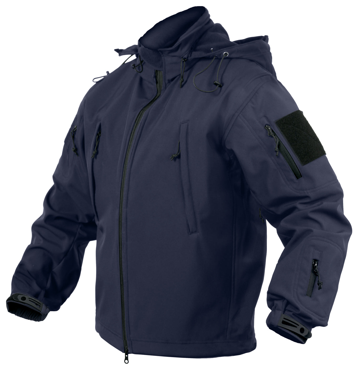 Midnight Navy Blue Concealed Carry Soft Shell Tactical Jacket with Flag  Patches