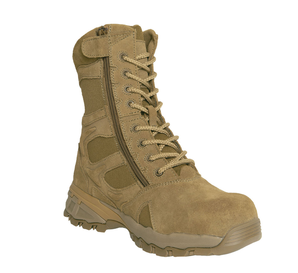 AR 670-1 Coyote 8 Inch Forced Entry Tactical Boot W/ Side Zipper & Com ...