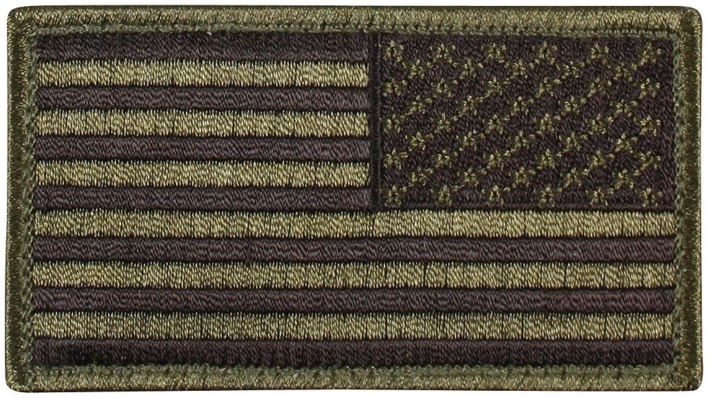 Choice of Style Subdued Green 5 x 3 AMERICAN FLAG iron on patch (5645/46)