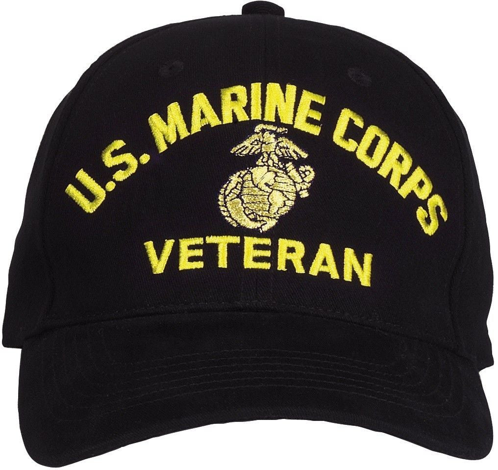 Black U.S. Marine Corps Veteran Cap - Low Profile Baseball Hat – Grunt ...