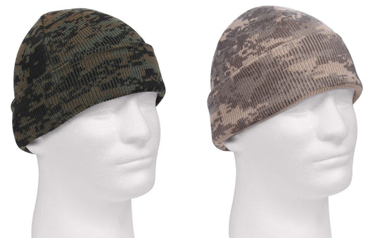 Digital Camo Deluxe Winter Watch Cap - Adult's ACU or Woodland Digi Acrylic Hat