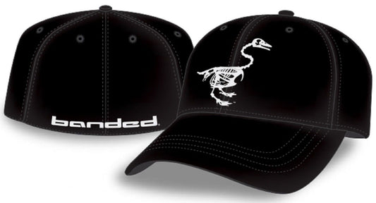 Banded Black Duck Skeleton Logo Stretch-Fit Fitted Hat - Mens Baseball Style Cap