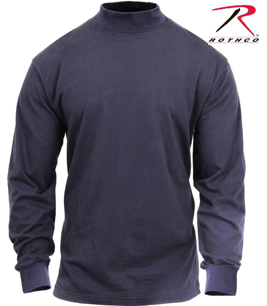 Midnight Blue Mock Turtleneck - Mens Cotton Longsleeve Shirt