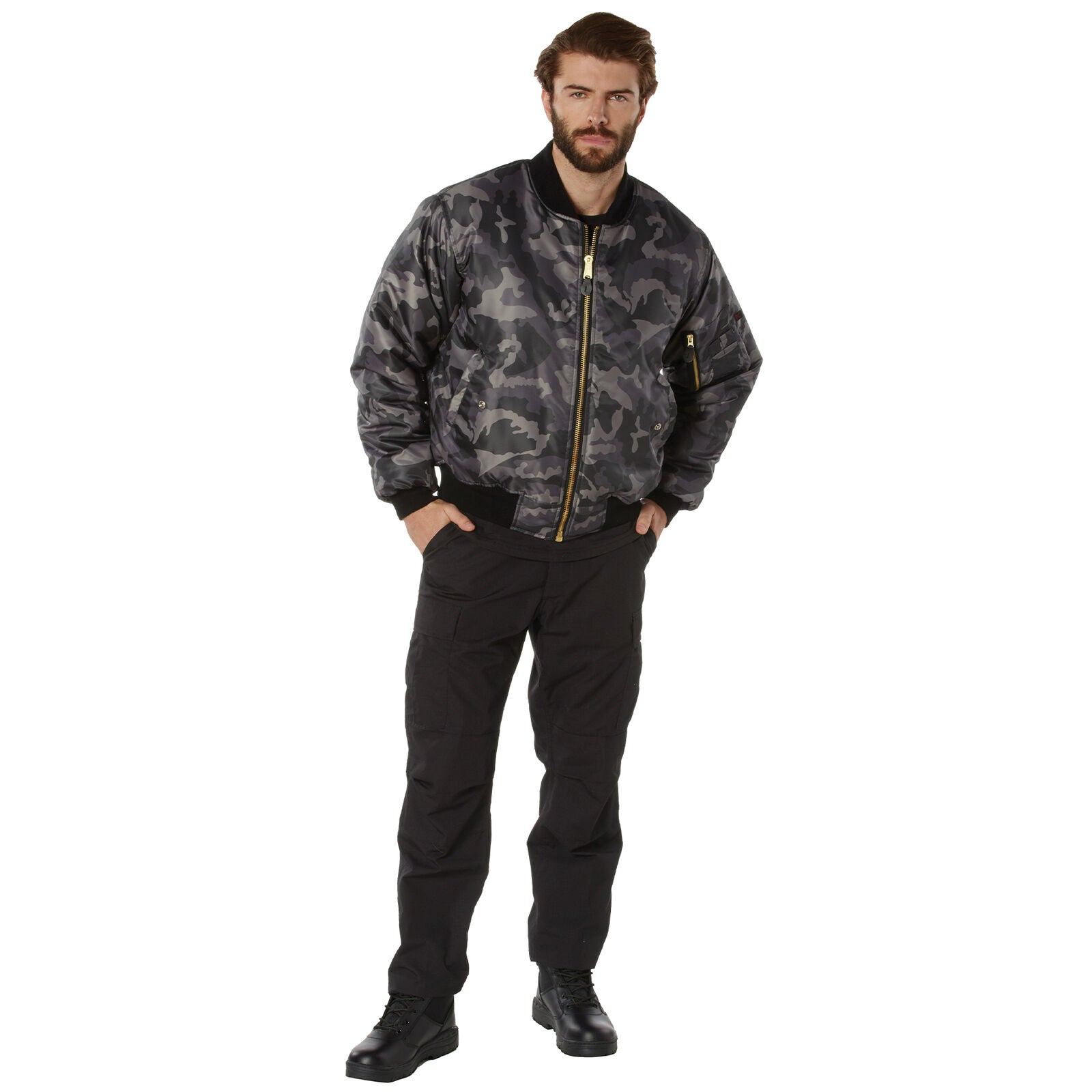 Rothco Black Camo MA-1 Army Reversible Flight Jacket – Grunt Force